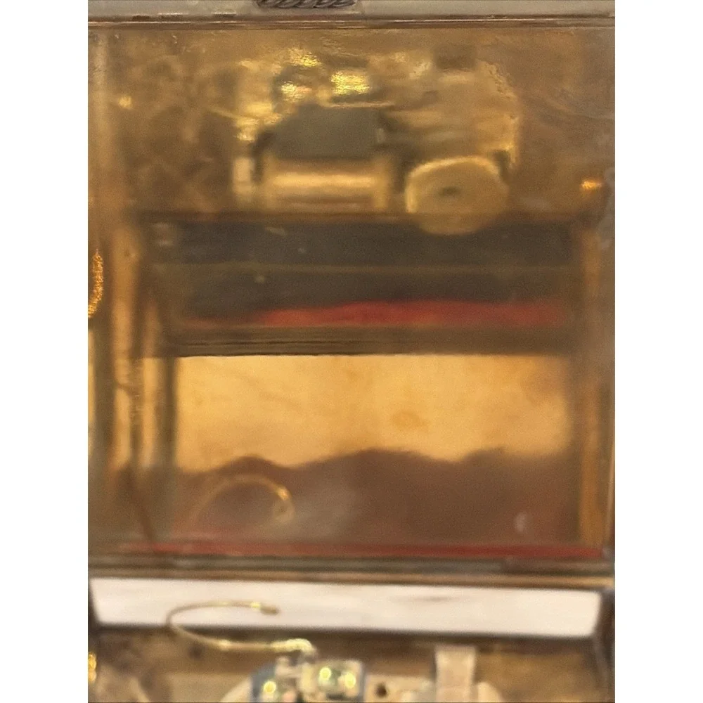 Vintage Via Vermont Glass & Brass Mirrored Jewelry Music Box – 